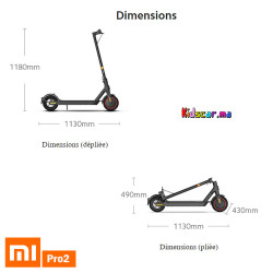 XIAOMI Trottinette électrique Pro 2 Mi Electric Scooter LED autonomie 45km Bluetooth E-ABS